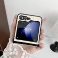 For Samsung Galaxy Z Flip5 Three-piece Set Woven Texture Folding PU Phone Case(Gold)