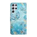 For Samsung Galaxy S24 Ultra 5G Oil Embossed 3D Drawing Leather Phone Case(Blue Butterflies)