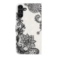 For Samsung Galaxy A35 5G Oil Embossed 3D Drawing Leather Phone Case(Lace Flower)