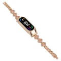 For Xiaomi Mi Band 6 / 5 Four-leaf Clover Diamond Metal Watch Band(Rose Gold)