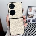For Huawei P50 Woven Texture Folding PU Phone Case(Gold)