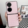 For Huawei P50 Woven Texture Folding PU Phone Case(Pink)