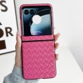 For Motorola Razr 40 Ultra Woven Texture Folding PU Phone Case(Rose Red)