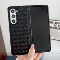 For Samsung Galaxy Z Fold5 Woven Texture Folding PU Phone Case(Black)