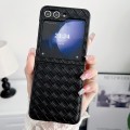 For Samsung Galaxy Z Flip5 Woven Texture Folding PU Phone Case(Black)