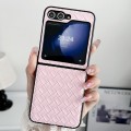 For Samsung Galaxy Z Flip5 Woven Texture Folding PU Phone Case(Pink)