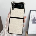 For Samsung Galaxy Z Flip4 Woven Texture Folding PU Phone Case(Gold)