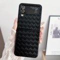 For Samsung Galaxy Z Flip4 Woven Texture Folding PU Phone Case(Black)