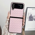 For Samsung Galaxy Z Flip3 Woven Texture Folding PU Phone Case(Pink)