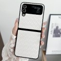 For Samsung Galaxy Z Flip3 Woven Texture Folding PU Phone Case(White)