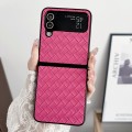 For Samsung Galaxy Z Flip3 Woven Texture Folding PU Phone Case(Rose Red)
