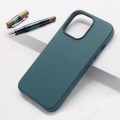 For iPhone 15 Pro Max Lamb Grain PU Back Cover Phone Case(Dark Green)