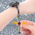 For Apple Watch Series 3 42mm Twist Bracelet Diamond Metal Watch Band(Black)