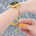 For Apple Watch 42mm Twist Bracelet Diamond Metal Watch Band(Gold)