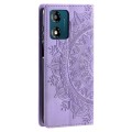For Motorola Moto E13 Totem Embossed Magnetic Leather Phone Case(Purple)