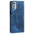 For Motorola Moto E32 Totem Embossed Magnetic Leather Phone Case(Blue)