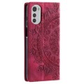 For Motorola Moto E32 Totem Embossed Magnetic Leather Phone Case(Red)