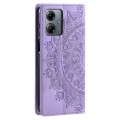 For Motorola Moto G14 Totem Embossed Magnetic Leather Phone Case(Purple)