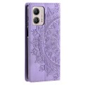 For Motorola Moto G53 Totem Embossed Magnetic Leather Phone Case(Purple)