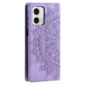 For Motorola Moto G73 Totem Embossed Magnetic Leather Phone Case(Purple)