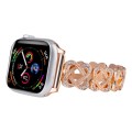 For Apple Watch Ultra 49mm Hearts Crossed Diamond Metal Watch Band(Rose Gold)