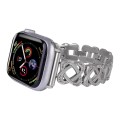 For Apple Watch Series 8 45mm Hearts Crossed Diamond Metal Watch Band(Starlight Color)