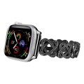 For Apple Watch SE 44mm Hearts Crossed Diamond Metal Watch Band(Black)