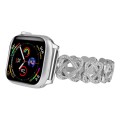For Apple Watch Series 6 44mm Hearts Crossed Diamond Metal Watch Band(Silver)