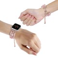For Apple Watch SE 2023 44mm Beaded Onyx Retractable Chain Watch Band(Pink)
