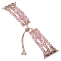 For Apple Watch Series 8 41mm Beaded Onyx Retractable Chain Watch Band(Pink)