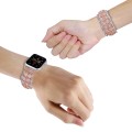 For Apple Watch SE 2023 44mm Beaded Diamond Bracelet Watch Band(Pink)