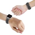 For Apple Watch SE 2023 44mm Beaded Diamond Bracelet Watch Band(Black)
