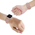 For Apple Watch Series 9 41mm Beaded Diamond Bracelet Watch Band(Pink)