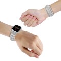 For Apple Watch Series 4 44mm Beaded Diamond Bracelet Watch Band(White)