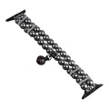 For Apple Watch SE 2022 44mm Beaded Dual Row Pearl Bracelet Watch Band(Black)
