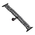 For Apple Watch Series 5 44mm Beaded Dual Row Pearl Bracelet Watch Band(Black)