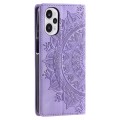 For Xiaomi Poco F5 / Redmi Note 12 Turbo Totem Embossed Magnetic Leather Phone Case(Purple)