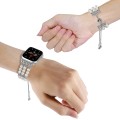For Apple Watch SE 2023 44mm Beaded Pearl Retractable Chain Watch Band(White)