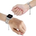 For Apple Watch SE 2023 40mm Beaded Pearl Retractable Chain Watch Band(White)