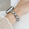For Apple Watch SE 2023 44mm Metal Diamond Bear Chain Watch Band(Silver)