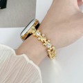 For Apple Watch SE 2022 44mm Metal Diamond Bear Chain Watch Band(Gold)