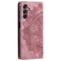 For Samsung Galaxy A14 5G / 4G Totem Embossed Magnetic Leather Phone Case(Rose Gold)