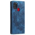 For Samsung Galaxy A21s Totem Embossed Magnetic Leather Phone Case(Blue)