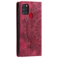 For Samsung Galaxy A21s Totem Embossed Magnetic Leather Phone Case(Red)