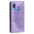 For Samsung Galaxy A40 Totem Embossed Magnetic Leather Phone Case(Purple)