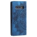 For Samsung Galaxy S10 Totem Embossed Magnetic Leather Phone Case(Blue)