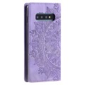 For Samsung Galaxy S10+ Totem Embossed Magnetic Leather Phone Case(Purple)