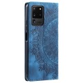For Samsung Galaxy S20 Ultra Totem Embossed Magnetic Leather Phone Case(Blue)