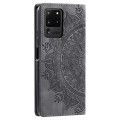 For Samsung Galaxy S20 Ultra Totem Embossed Magnetic Leather Phone Case(Grey)