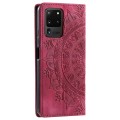 For Samsung Galaxy S20 Ultra Totem Embossed Magnetic Leather Phone Case(Red)